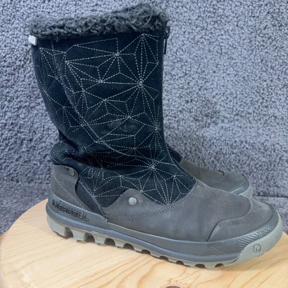 s-l400.jpg Merrell Silversun Boots Womens Size 10 Waterproof Black Gray Suede Leather